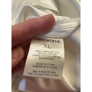 Retrofête Marilyn Tulip Miniskirt White Size XL White Faux Wrap Ruched Satin thumbnail 12