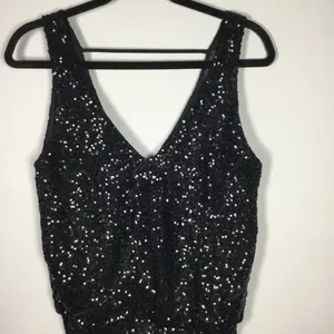 Astr Black All Over Sequin Glam Club Party‎ Concert Deep V Mini Dress S/M thumbnail 2