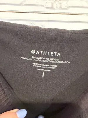 High Waist Black Athleta Salutation‎ Ribbed Jogger Pants thumbnail 2