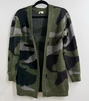 Moth Anthropologie Camo Fuzzy Longline Open Cardigan Sweater Women’s S thumbnail 1