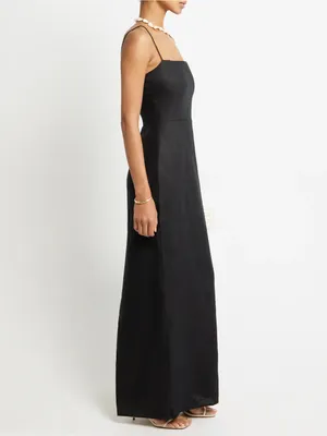 NWT o.p.t Adeline Linen Dress size 10 black linen few moda maxi thumbnail 6