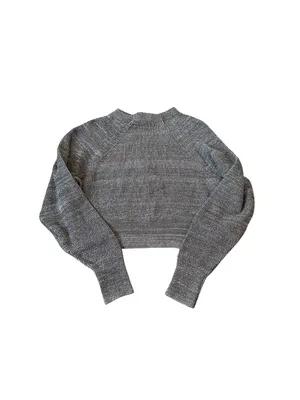 Free People Too Good Mock Neck Marled Gray Sweater Cropped Preppy Grunge thumbnail 2