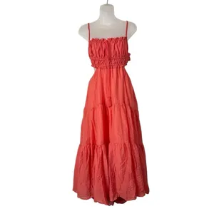 Boutique Coral Backless Layered‎ Tiered Maxi Dress S thumbnail 2