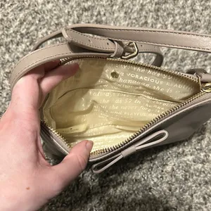 Kate Spade Taupe Leather Crossbody Bag with Bow thumbnail 3