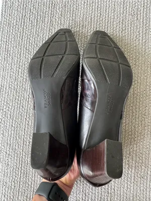 Vintage Franco Sarto Dark Brown Croc Embossed Faux Leather Block Heels Shoes 10 thumbnail 8