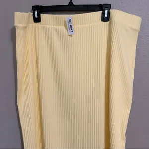 NEW Old Navy Yellow Cotton Blend High Waisted Ribbed Midi Skirt Women’s Size XXL thumbnail 4