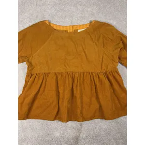 Anthropologie Maeve Women's S Maria Babydoll Button Back Corduroy Peplum Top thumbnail 3