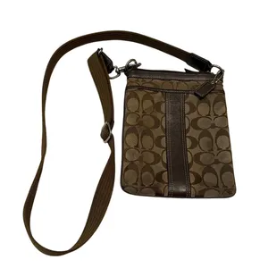 Vintage Coach Signature Stripe Crossbody Bag Brown Canvas Swingpack thumbnail 1