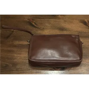 Vintage Carriage Court Brown Genuine Cowhide Leather Clutch Bag Purse Classic thumbnail 2