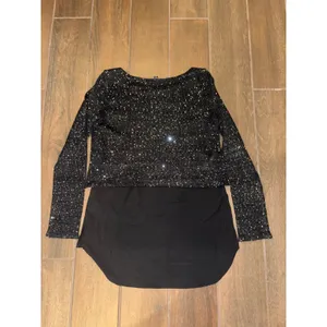Gianni Bini Sequin Layered Top Small Black Sparkly Glam Party Blouse thumbnail 6