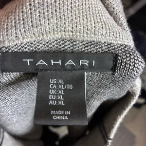 Tahari Womens XL‎ Grey Windowpane Plaid Mock Neck Knit Sweater Long Sleeve thumbnail 5