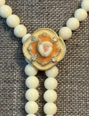 Vintage 1928 glass bead flower Y necklace thumbnail 6