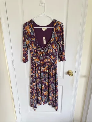 Anthropologie Maeve NEW Beloved Purple Floral Dress thumbnail 4