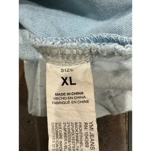 YMI Dream Distressed Denim Shorts Light Wash Blue‎ Elastic Waist Cuffed XL thumbnail 4