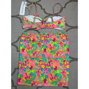 White Fox Copacabana bikini knotted Top Sweet Sunset Twist skirt, size medium thumbnail 7
