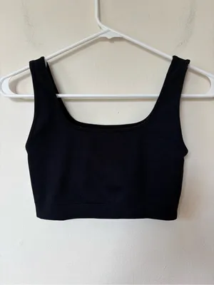 SET ACTIVE SculptFlex Box Cut Ribbed Sports Bra in Onyx Black Sz Medium thumbnail 7