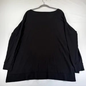 Zenana Outfitters Black Waffle Knit V-Neck High-Low Top XL Minimalist thumbnail 10