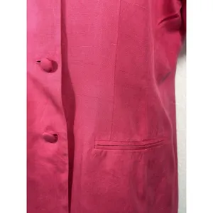 Vintage Marianna Womens 12 Hot Pink 100% Silk Short Sleeve Blazer Jacket 90s thumbnail 4