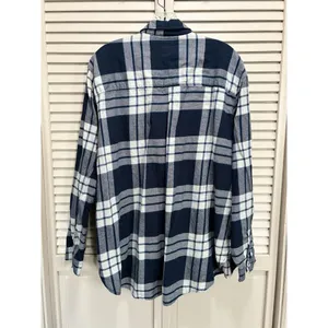 Wrangler Wrancher Blue/White Plaid Flannel Button Up Long‎ Sleeve Shirt Size XXL thumbnail 4