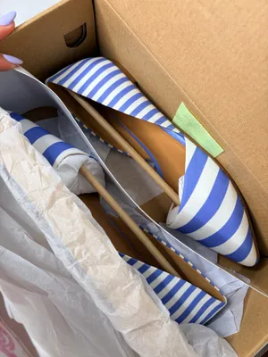 J.Crew Zoe D’Orsay Flats Blue White Stripe Pointed Toe Nautical Preppy Size 6 thumbnail 2