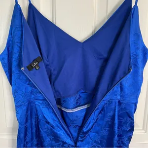 Lulu's Blue Satin Spaghetti Straps V-Neck Dress Size XL glam coquette rave chic thumbnail 8