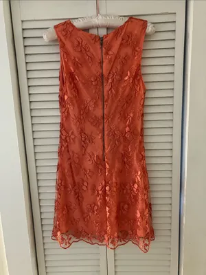 Alice and Olivia Orange Lace Mini Shift Dress Size 2 thumbnail 7