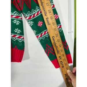 Holiday Time Ugly Unisex Christmas Santa Sweater Pocket House‎ Red/Green Sz S thumbnail 3