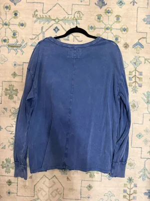 Blue Free People Top Long Sleeve thumbnail 2
