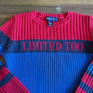 Vintage Y2K 90’s Limited Too Logo Sweater Stripe Knit Ribbed Academia Red Blue S thumbnail 3