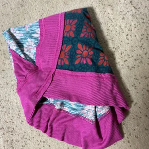 Natural Life Boho Floral Open Back Crop Top Women L Pink Green Geometric Cotton thumbnail 6