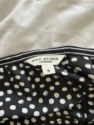 Max Studio Nordstrom Black And White Polka Dot Pleated Skirt Midi Dress Small thumbnail 4