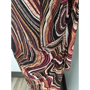 Nine West 2X Sheer Sleeves Overlay‎ Ripple Midi Dress Ruched Waist Pink Black thumbnail 4