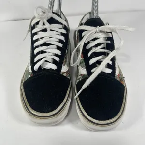 Vans Old Skool Floral Tropical Black Suede Canvas Sneakers Women's 5 / Men's 3.5 thumbnail 4