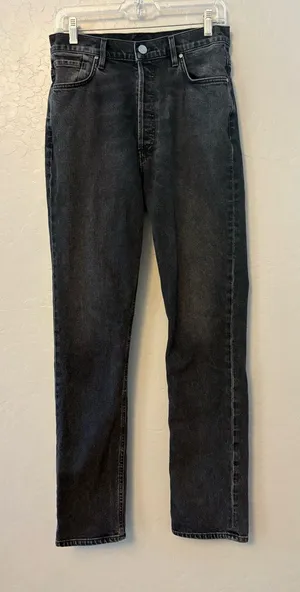 Goldsign high rise straight leg black women's jeans size 28 thumbnail 1