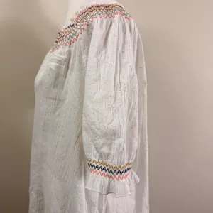 Madewell White Gauze Confetti Smocked Dress Short Sleeve Boho Cotton Large thumbnail 5