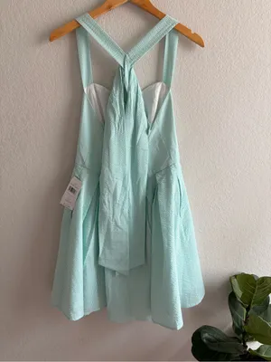 Lauren James Livingston Seersucker Green Stripe Dress Size Large NWT thumbnail 5