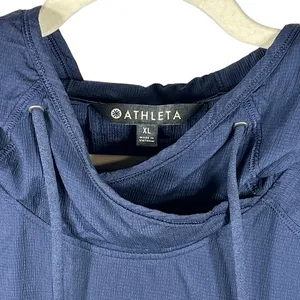 Athleta Teton Anorak Windbreaker Hoodie XL Navy Blue Grid Texture Lightweight thumbnail 5