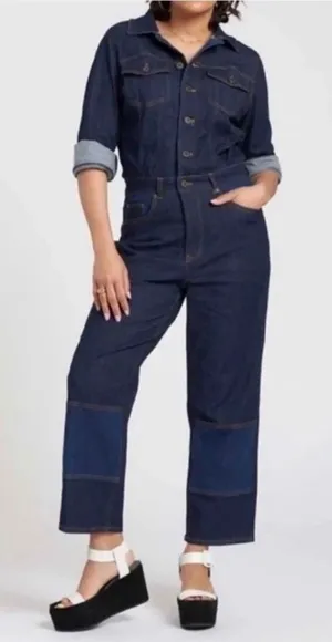 ERDEM x Universal Standard Myrtle Denim Jumpsuit Indigo M 18 20 Designer thumbnail 1