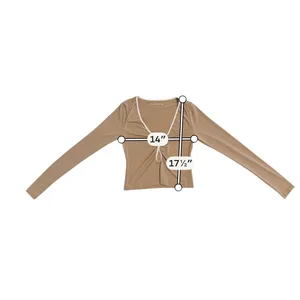 Abercrombie & Fitch Ruched Keyhole Top Small Brown Tan Minimal Quiet Luxury thumbnail 6