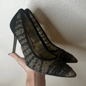 Sam Edelman hazel black Velvet Dot Tulle Stilleto Pumps Heels WOMENS 10 thumbnail 1