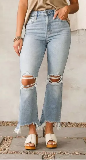 Hidden Happi Cropped Flare Stretch Jean boho festival denim distressed 29 thumbnail 1