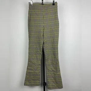 Urban Outfitters Black Green Checked Plaid Cropped‎ Flare Pants thumbnail 2