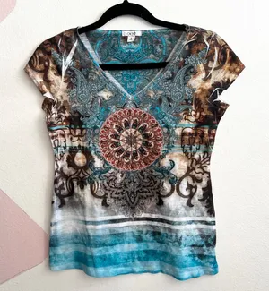 Vintage Cache‎ Graphic Print Top Y2K 2000s Indie Sleaze Retro Soft Grunge Small thumbnail 1