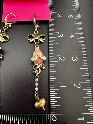 Betsey Johnson Asymmetrical Mouse and Bow Earrings thumbnail 3