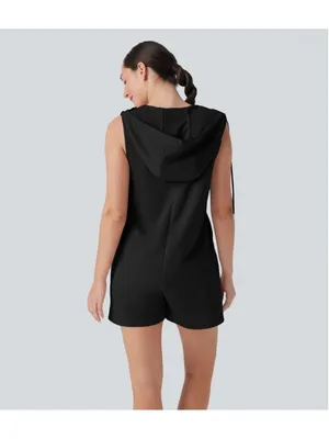 Halara Hooded Sleeveless Zipper Casual Jumpsuit with Pockets Size XL Black thumbnail 9