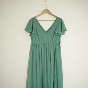 Birdy Grey NEW Hannah Chiffon Maxi Dress Eucalyptus Green Flutter Sleeve V-Neck thumbnail 2