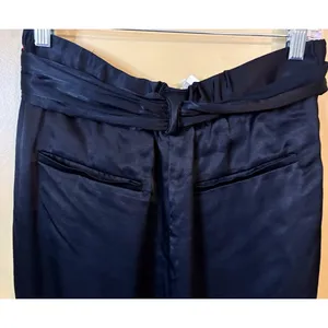 Ett:twa by Anthropologie Satin Trousers 10 Black New Tie Waist High Rise Pants‎ thumbnail 9