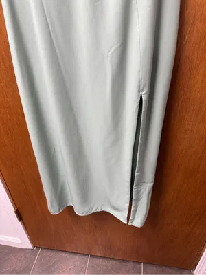 Abercrombie & Fitch Corset Lace-Up Midi Dress Slit Light Green Large Petite thumbnail 8