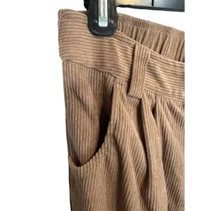Halara AuraCord Cloud‎ Brown Corduroy Pleated High Waisted Pants Medium NWT thumbnail 5
