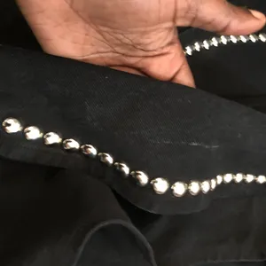 Embellished Western Silver Studded Black Denim Jean Jacket Vest Vintage 90s USA Made Rock/ Western/ Goth/ Grunge - L thumbnail 6